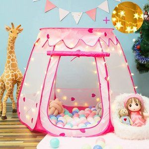 1 Year Old Toddlers Girl Pink Pop Up Princess Tent with Star Light Ball